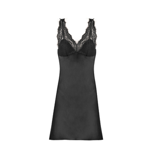 LP春夏吊带真丝睡裙桑蚕丝睡衣女高级感带胸垫蕾丝黑色居家服丝绸