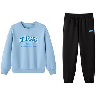 361度童装男童套装冬季新款儿童衣服女童卫衣长裤运动加绒两件套