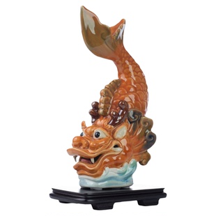 独占鳌鱼龙鳌头 陶醉石湾陶瓷公仔装饰品 工艺品人气考试摆件包邮