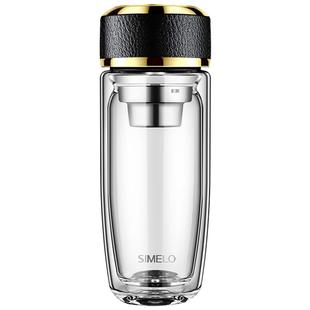 施美乐玻璃杯男士高档双层隔热透明商务杯子茶杯车载办公室水杯男