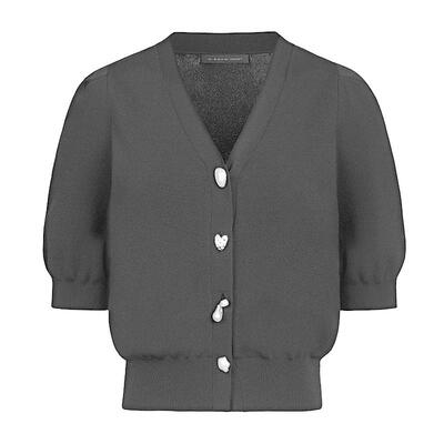 s.deer复古罗纹中袖针织开衫