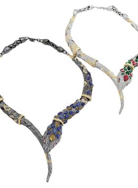 AB镀真金男女蛇项链重工百搭灵动