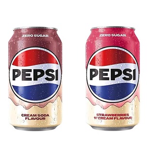 英国进口pepsicola百事可乐无糖草莓奶油味可乐330ml碳酸饮料汽水