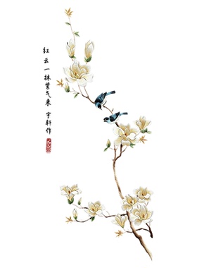 新中式实木双面刺绣屏风隔断