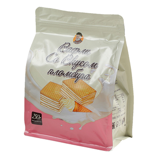 俄罗斯进口威化饼干冰淇淋花生牛奶巧克力味原装华夫饼零食阿索夫