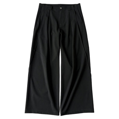 H1c缠迹*结构弯刀阔腿A字TR西裤