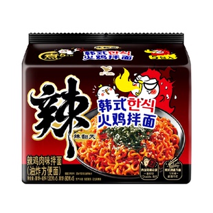 统一辣翻天韩式火鸡味拌面五合一120g*5袋速食代餐早晚零