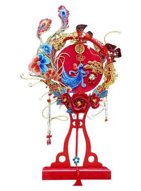 非遗缠花牡丹刺绣凤凰手工团扇