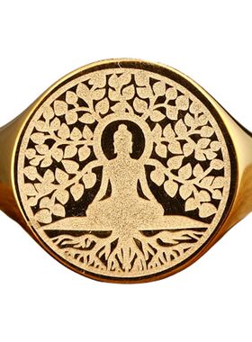 菩提树下佛陀悟道18K金原创戒指