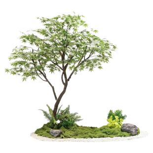 楼梯造景仿真枫树中式禅意鸡爪槭造型假树室内假绿植流水景观摆件
