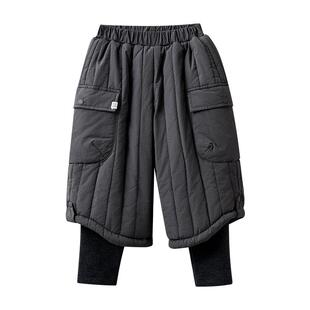 嫚熙童装儿童棉裤男童加绒裤2025冬季保暖女童三防外穿保暖长裤子