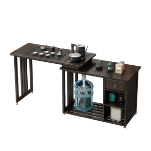 阳台旋转茶桌家用小型茶台可移动实木喝茶桌椅组合多功能茶几套装