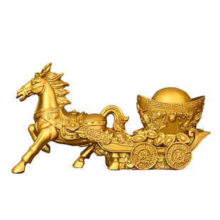 铜马摆件马拉车招财唐马黄铜马拉元宝马上发财店铺开业礼品悦圣阁