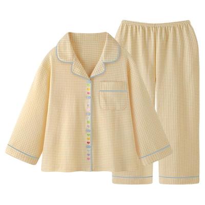 甜美格纹柔软纯棉睡衣女春秋