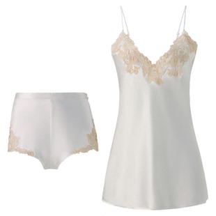 25年春夏LP纯白进口刺绣蕾丝花边吊带女上衣性感短裤外穿内搭套装