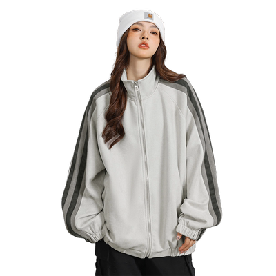 worxurnn/无须条杠拉链立领百搭宽松高街潮牌情侣男女款开衫卫衣