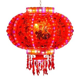 2026年新年旋转灯笼LED七彩走马灯阳台大门春节乔迁结婚大红灯笼