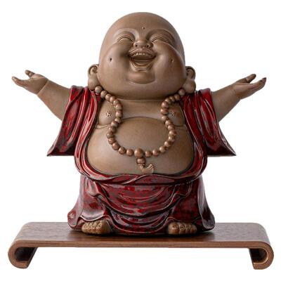 中式大肚弥勒笑佛摆件陶瓷佛像
