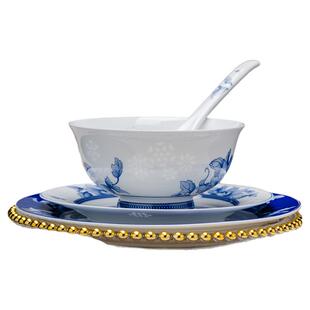 富玉陶瓷饭碗家用2026新款高颜值景德镇青花玲珑餐具高档乔迁送礼