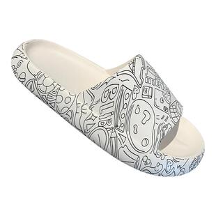 细细条 时尚潮牌涂鸦凉拖鞋女夏eva防臭软底情侣外穿街头风拖鞋男