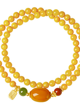 宫里上新天然正品鸡油黄蜜蜡手串