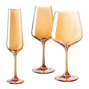 莱克斯正品捷克进口水晶杯子轻奢高档高脚杯家用琥珀色红酒杯套装