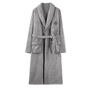 睡袍男士睡衣冬季珊瑚绒加厚加绒男款秋冬款法兰绒长款浴袍家居服