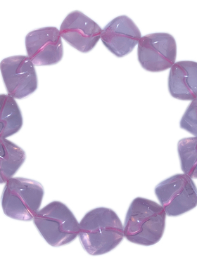 天然老矿粉晶方块单圈手链水晶女