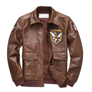 大逃亡飞虎队皮夹克进口疯马牛皮复古真皮皮衣男飞行服外套微瑕