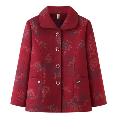 奶奶装春秋长袖翻领外套老太太秋装衣服老年人女装老人妈妈装新款