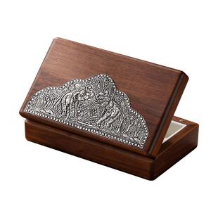 异丽 实木珠宝首饰盒带锁圣诞节礼物轻奢高档存放黄金饰品收纳盒