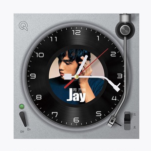 方形创意定制周杰伦黑胶唱片钟表反方向的钟表画艺术个性生日礼物