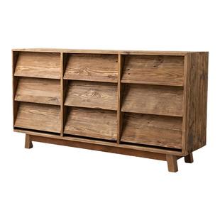 润家家居美式实木九斗柜简约老松木多层矮柜现代抽屉式客厅餐边柜