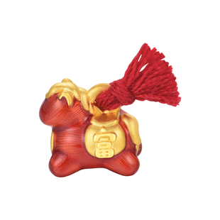 明牌珠宝五彩小富驹硬金串珠 黄金生肖马年转运珠足金手串AFP1470