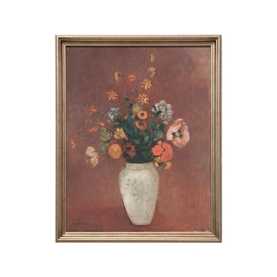 小美式怀旧红色花卉单幅装饰画