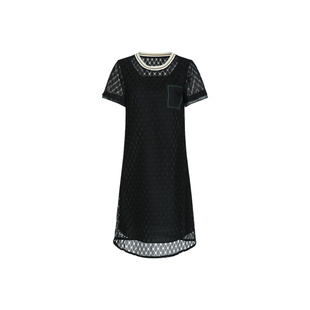 莱芙艾迪儿品牌女装夏季新款小黑裙短袖连衣裙1E2L93138