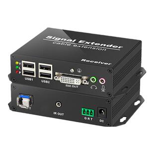 鹏迪 DVI光端机 高清无损4K USB2.0 双向音频 触摸屏LC光模块光纤传输20公里DVI光纤延长器 传输器一 对