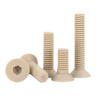 PEEK耐高温耐酸碱绝缘树脂高强度塑料沉头内六角螺丝平头螺钉螺栓