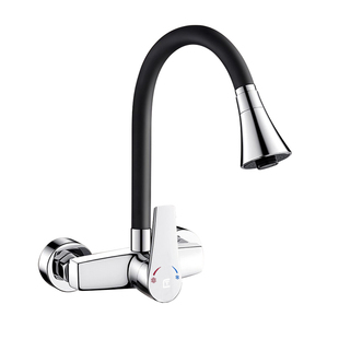 匠丁厨房入墙式水龙头黄铜双孔冷热二合一阳台洗手盆洗衣池混水阀