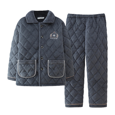 中老年爸爸冬季加厚加绒睡衣棉袄