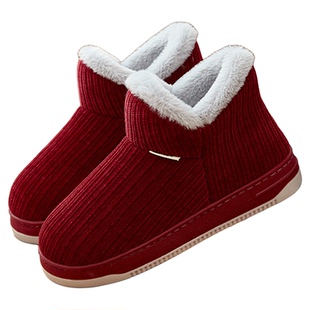 冬季保暖棉拖鞋高包跟男女款厚底可外穿防滑妈妈棉鞋中老年居家鞋