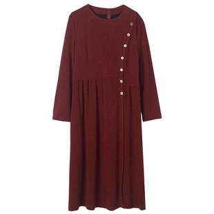 木热卖精品女装 奥特莱斯品牌折扣撤柜 优雅简洁大方德绒连衣裙春