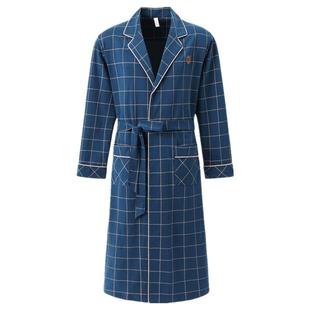 高级感睡袍男春秋季纯棉长袖2025年新款浴袍男式大码薄款家居服夏