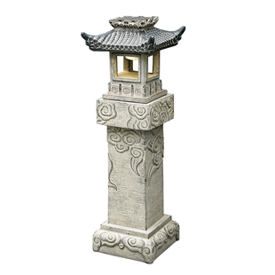 仿石灯笼庭院户外摆件太阳能落地灯日式花园造景布置装饰室外中式