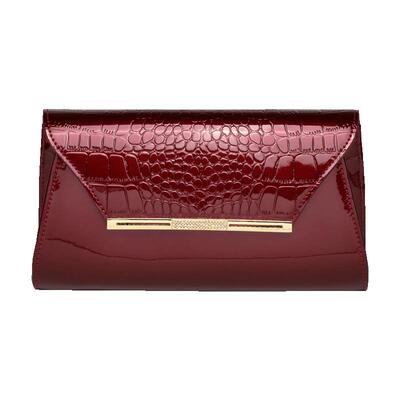 时尚新款亮皮真皮单肩斜挎手拿包