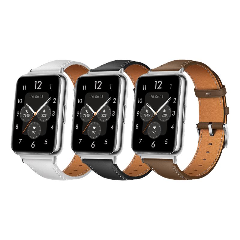 适用华为FIT5pro活力款官方4pro同款FIT3真皮表带华为watchfit2智能手表时尚头层牛皮替换腕带非原装配件男女