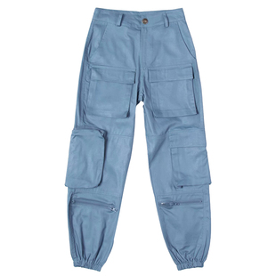 自制 ins超酷多口袋工装裤女宽松bf高腰休闲裤女束脚裤显瘦裤子