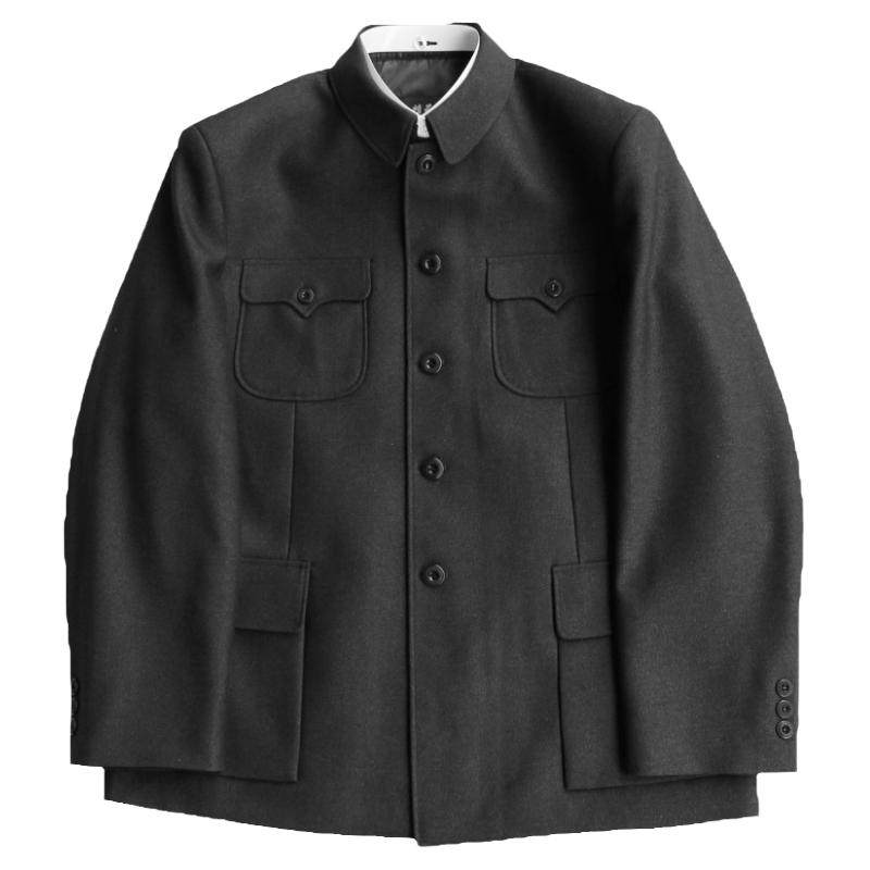 毛氏中山装老款混纺翻领老年人春秋套装中老年中山服父亲爸爸男装
