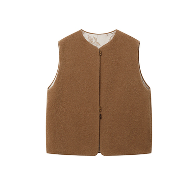 新中式国风双面穿羊毛呢马甲