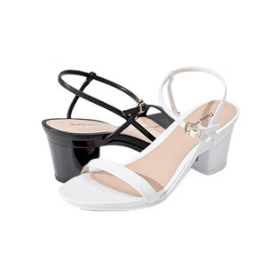 DaisyAnd欧美一字带凉鞋可换跟扭扭跟高跟平底纯皮鳄鱼纹明星同款